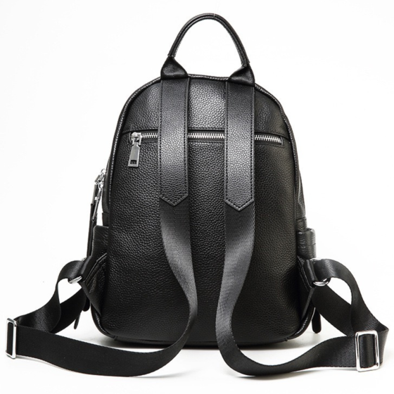 Женский кожаный рюкзак городской 30х23х12, наплечник из натуральной кожи, черный Киев