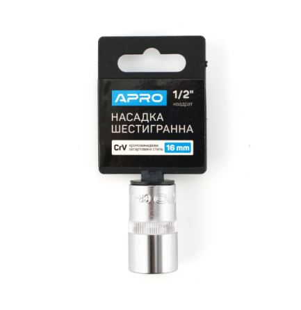 Насадка шестигранна 1/2" 16 мм CrV APRO Житомир