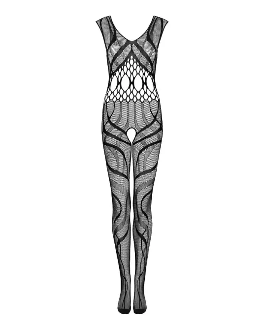 Сітчастий бодістокінг з вирізами та малюнком Obsessive Bodystocking G328 S/M/L, чорний, комбінезон Львів - фото 5