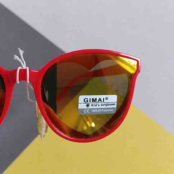 Детские солнцезащитные очки с сердцем красные | Стильные очки для девочки 1-7 лет червоний Киев