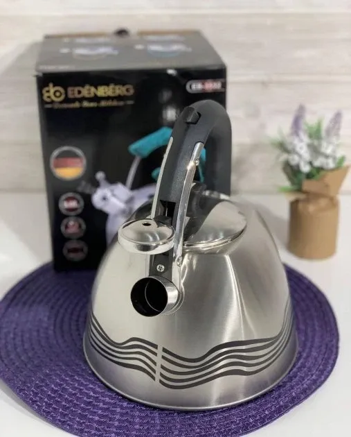 Чайник со свистком 3 л из нержавеющей стали, капсульное дно, удобная ручка, стильный дизайн, все плиты Одесса - изображение 3