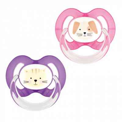 Пустушка Baby-Nova Pets 6-18 міс. рожева/фіолетова 2 шт (3962318) Вінниця