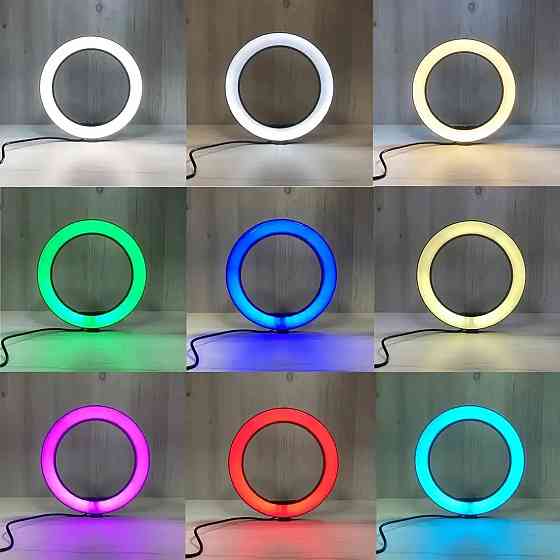 Кольцевая RGB лампа 30 см, от USB, MJ 300 Soft Ring Ligh + держатель для телефона / Цветная LED лампа кольцо Киев