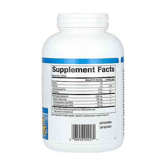Жир лосося Natural Factors Wild Alaskan Salmon Oil 1000mg 180 гел капс Киев