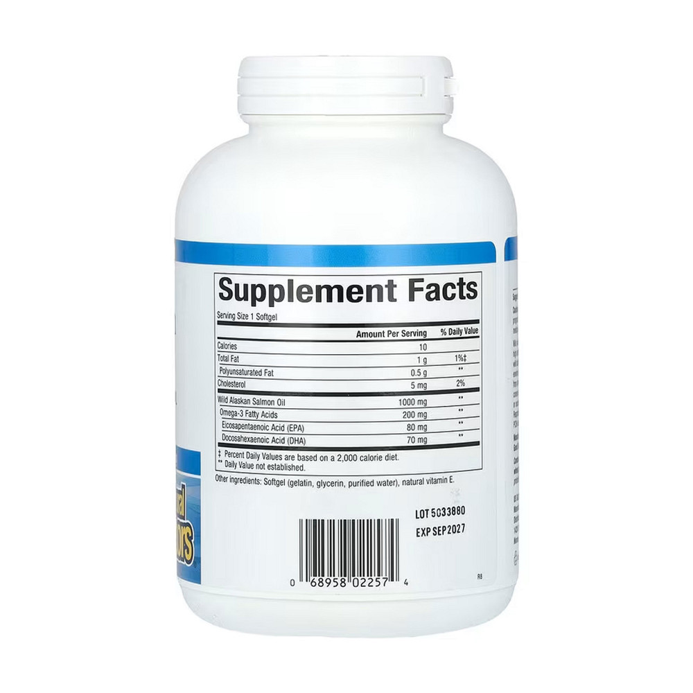 Жир лосося Natural Factors Wild Alaskan Salmon Oil 1000mg 180 гел капс Київ - фото 2