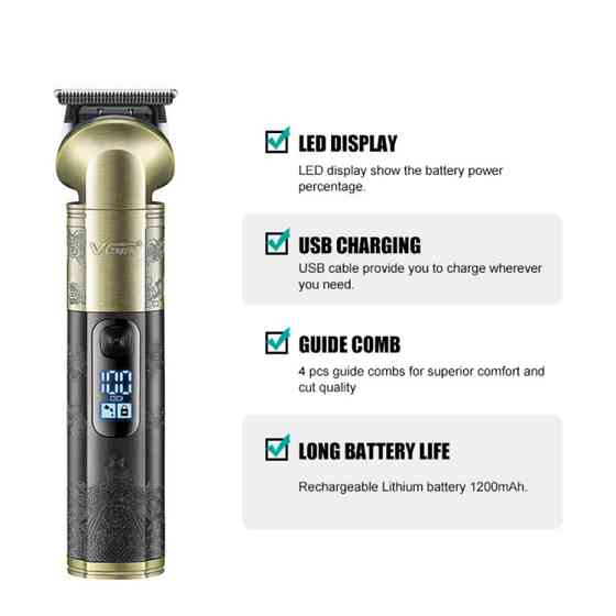 Триммер для бороды VGR V-296 LCD 1200мАч (4 насадки) Киев
