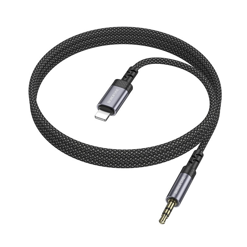 Аудиокабель BOROFONE BL24 iP to 3.5mm male, nylon braid, 1m, Metal Grey Одесса - изображение 3