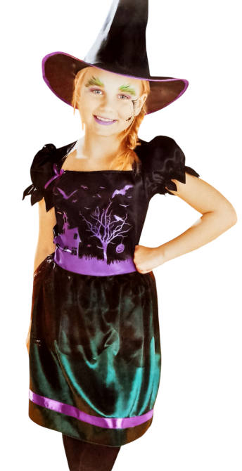 Сукня дитяча Відьма з капелюшком на Хелловін розмір S 4-6 років зелено-фіолетове Київ - фото 2