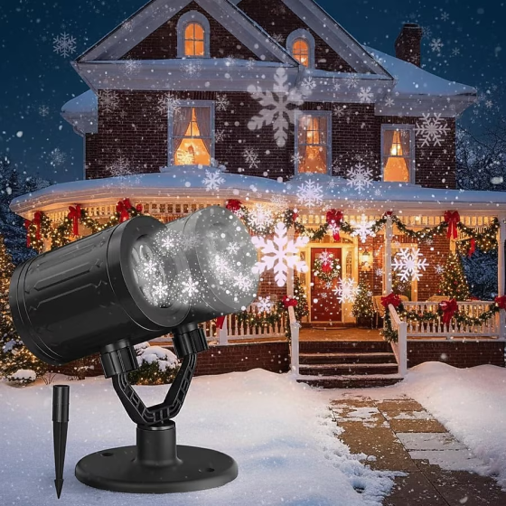 Світлодіодний проектор ілюмінація сніжинками Snowflake Lamp IP65 водонепроникний міні-різдвяний сніжинки-проектор для вулиці Київ