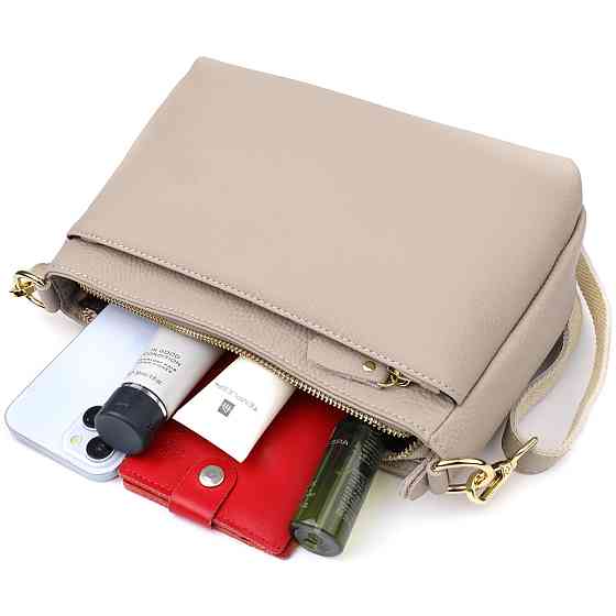 Жіноча сумка з натуральної шкіри з жорсткою основою Vintage 22985 Сірий Київ