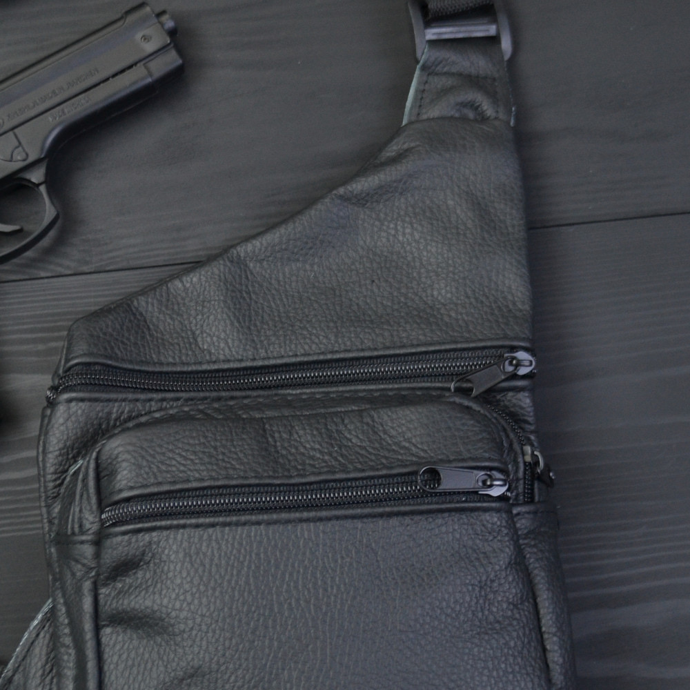 Сумка мешок через плечо мужская, Кожаная сумка кросс-боди кобура наплечная SQ-11 Львов - изображение 12