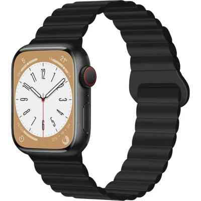 Ремінець до смарт-годинника Drobak Silicone Magnetic Link для Apple Watch All Series Ultra 2 49/45/44/42mm Dark black (898929) Вінниця