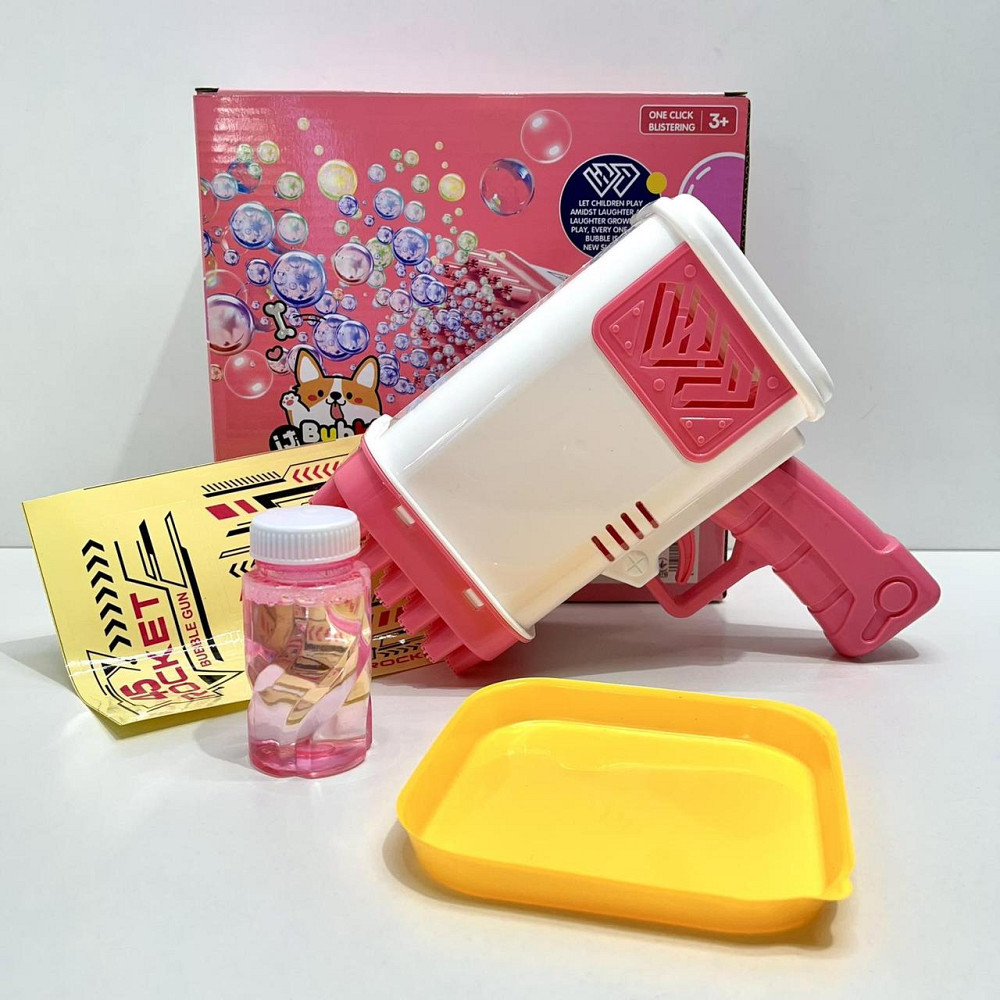 Пістолет для запуску мильних бульбашок 45 отворів 17 см Рожевий (2023-58A) Чернігів - фото 2