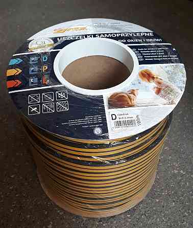 Ущільнювач самоклеючий гумовий для вікон та дверей профіль D 9х7.5 (100м) чорний Павлоград