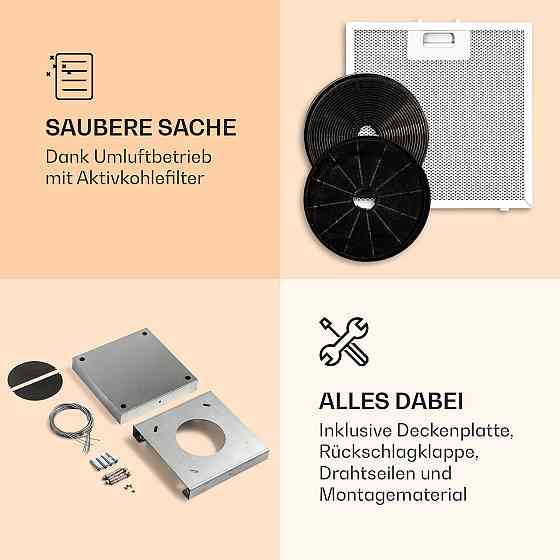 Люстра Умная островная вытяжка 595 м³/ч Управление через приложение Светодиодная панель Черный (Германия, Ровно