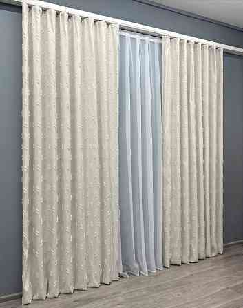 Комплект штор VR-Textil Льон Букле № 1881ш Молочний 165х295 см 2 шт (39-0106) Київ