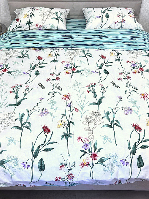 Ecotton Комплект постільної білизни Ecotton двоспальний 180х215 см сатин білий Квіти (рис. 2430 Киев - изображение 3