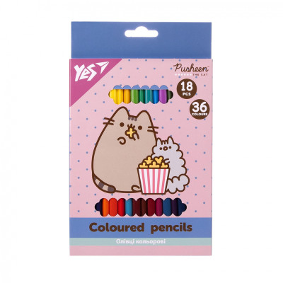 Карандаши цветные Yes Pusheen 18 шт 36 кол. (290769) Винница - изображение 1