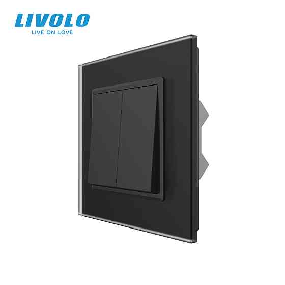 LIVOLO Двоклавішний перехресний вимикач LIVOLO чорний матовий скло Коломия