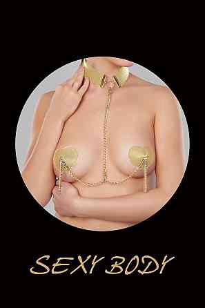 Пестис-сердечка з пензликами та чокером JSY Nipple Sticker RT236114 Golden Sex Aura Київ