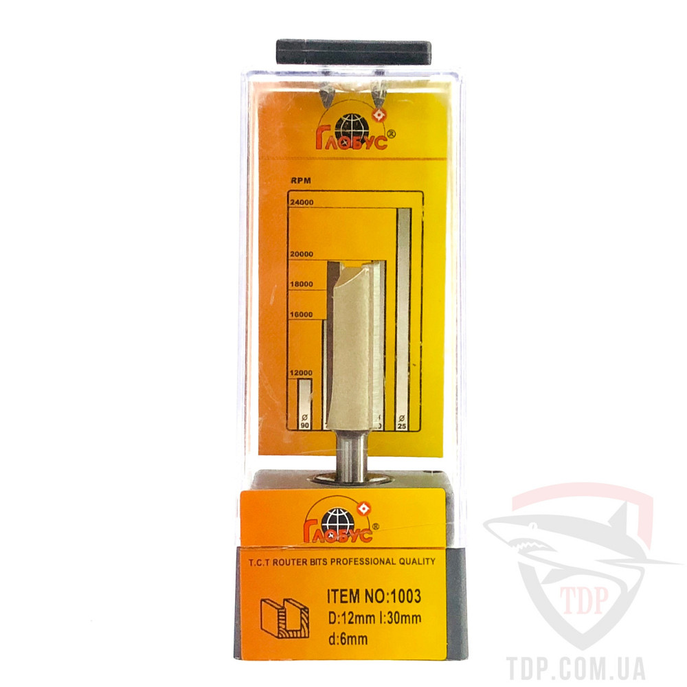 Фреза по дереву ГЛОБУС пазовая прямая 1003 D12 d6 h30 Коломия - фото 1