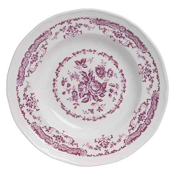 Столовий набір посуду тарілок 16 (шт) на 4 персони Bissi порцеляновий, обідній столовий сервіз тарілок Рожевий YY78-2A Коломия