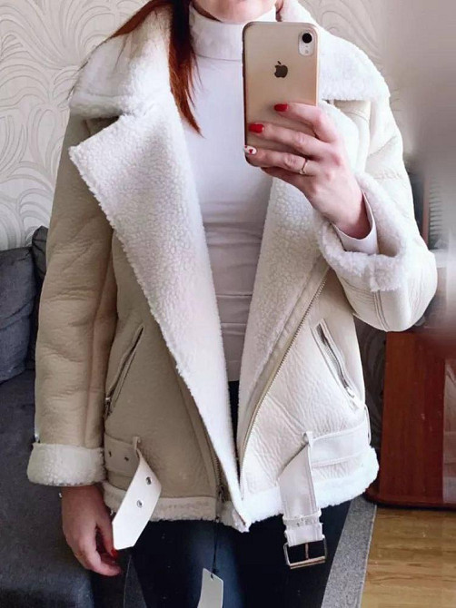 Дубленка женская Молочный M Харьков - изображение 3