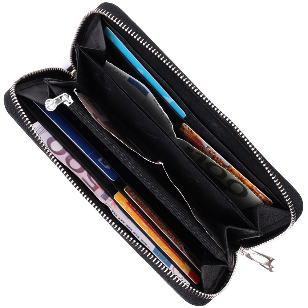 Гаманець-клатч універсальний на одне відділення з натуральної шкіри ST Leather 22562 Чорний Київ - фото 6