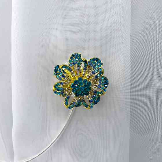 Магніти для штор та гардин "Flowers" набір 2 шт Бірюзовий з золотистим (81-200) Київ