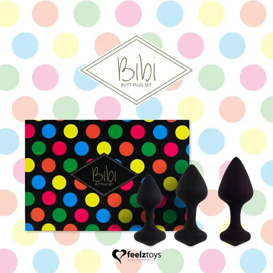 Набір силіконових анальних пробок FeelzToys - Bibi Butt Plug Set 3 pcs Black Львів