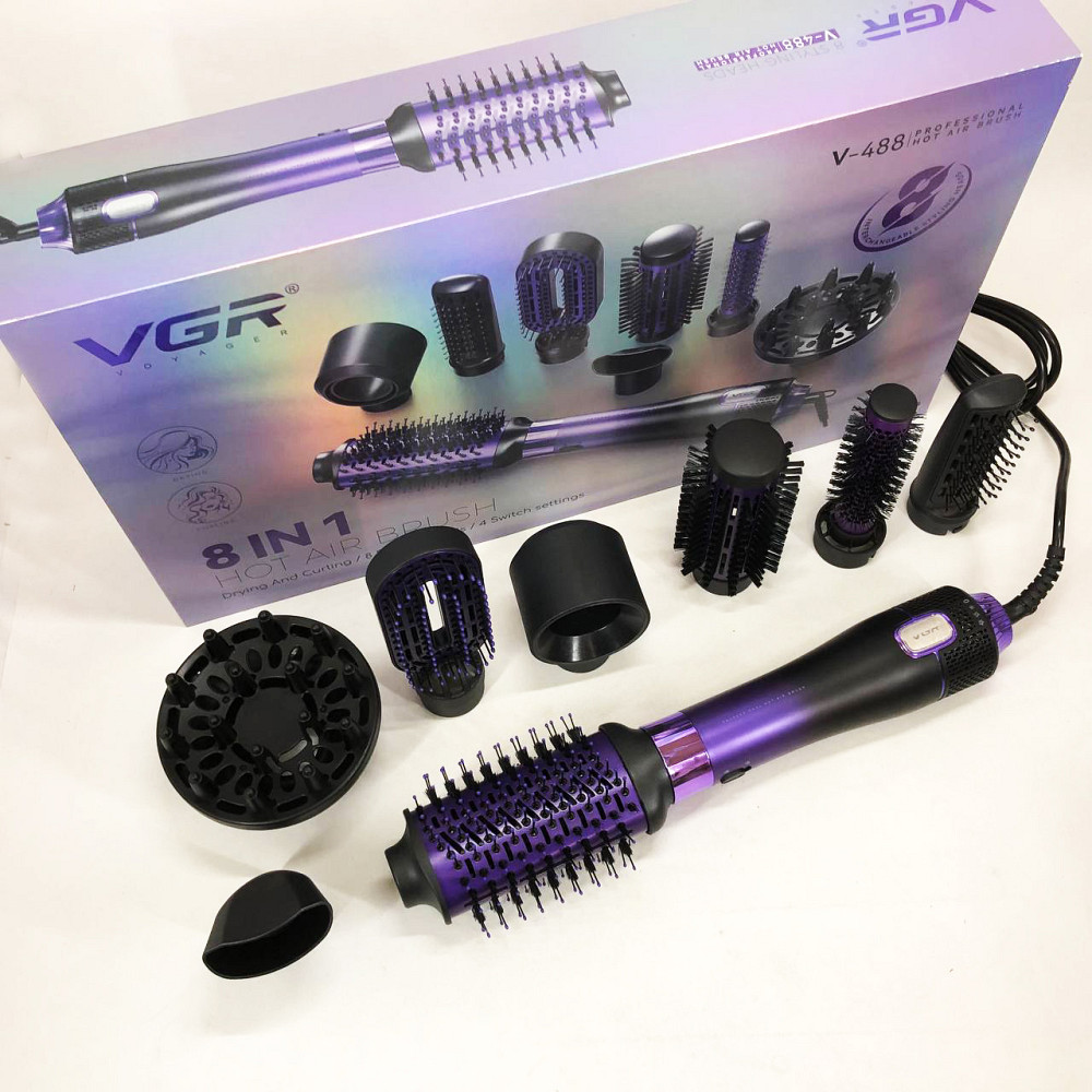 Фен-щітка повітряний з насадками, Фен для красивої укладки волосся, Фен-щітки стайлери AW-19 Львів - фото 7