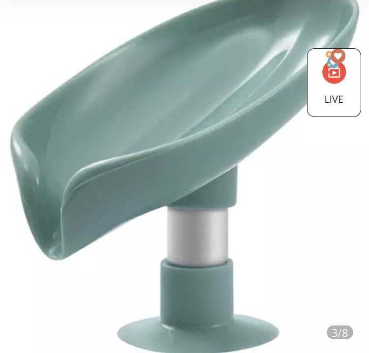 Мыльница для ванной на присоске, мыльница со сливом для воды, голубая, размер 9*11 см Киев - изображение 2