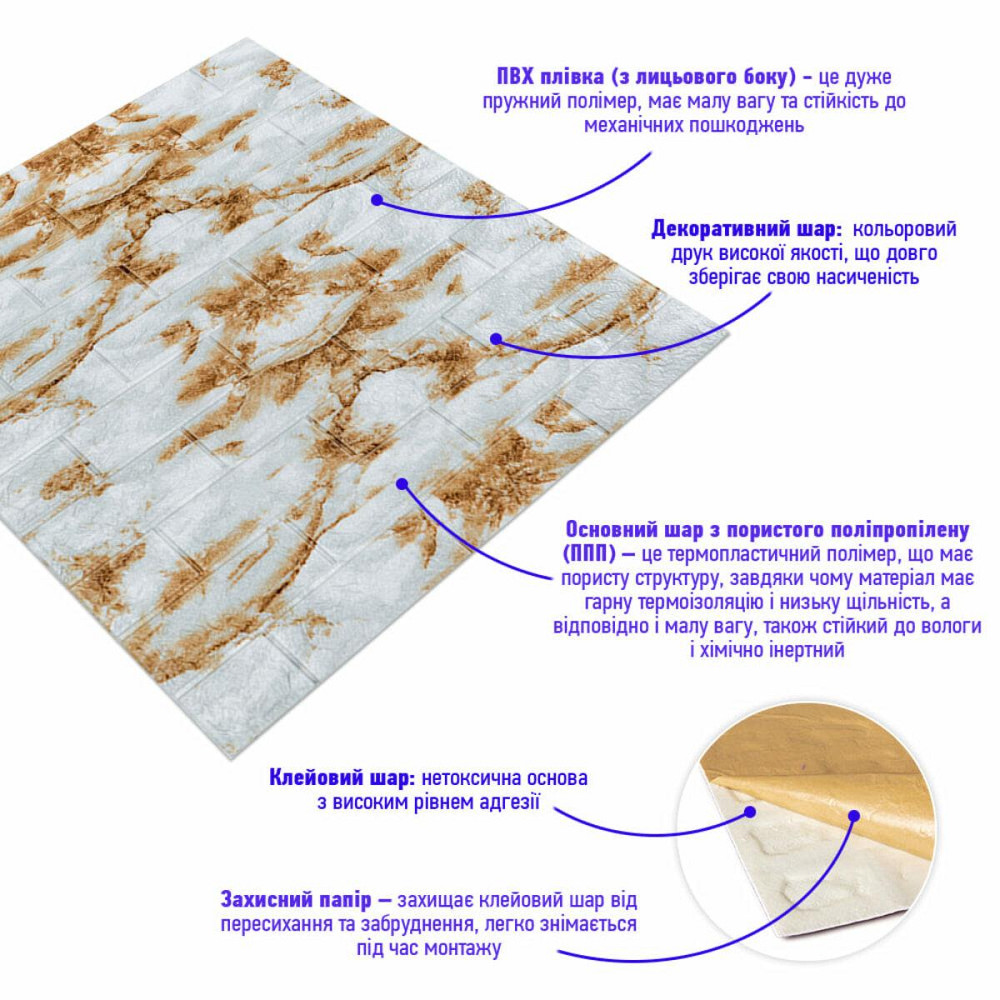 Панель стеновая 3D 700х770х4мм Оникс (кирпич) SW-00001963 Днепр - изображение 2