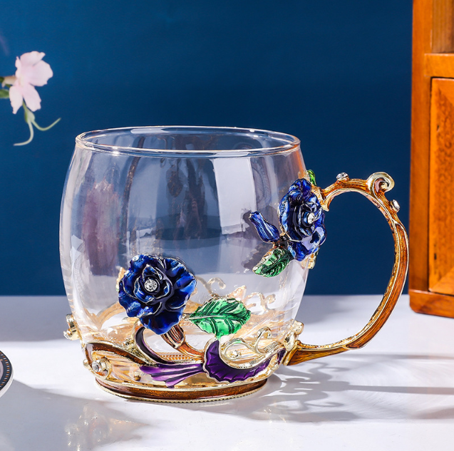 Чашка термостойкая 320 мл с ложечкой блюдцем и крышечкой Чайная пара Синяя роза Подарочная упаковка Кременчуг - изображение 5
