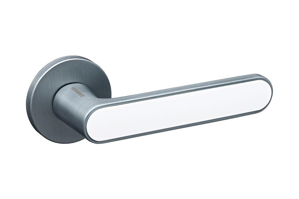 Ручки дверні Gavroche BARIUM  MSCB/White  італійський сатин з  білою вставкою Київ - фото 2