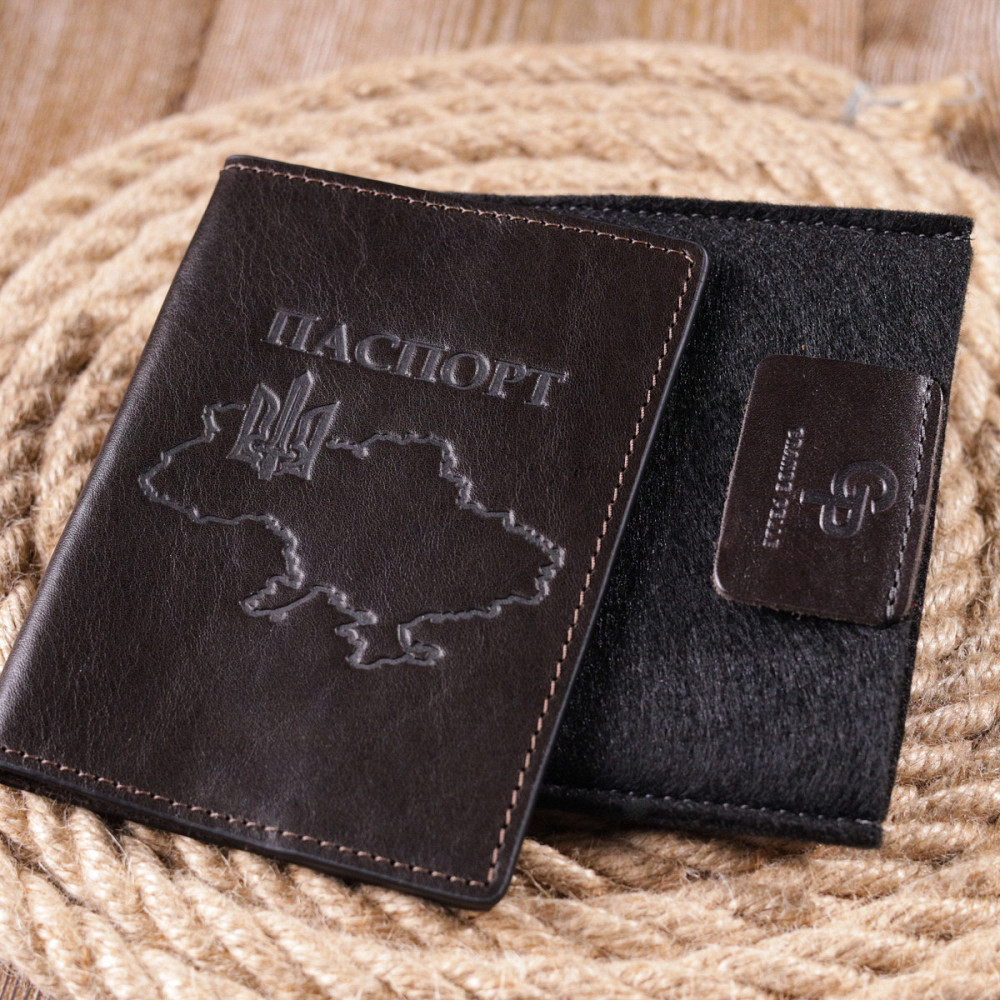 Кожаная обложка на паспорт Карта GRANDE PELLE 16774 Коричневая Киев - изображение 9