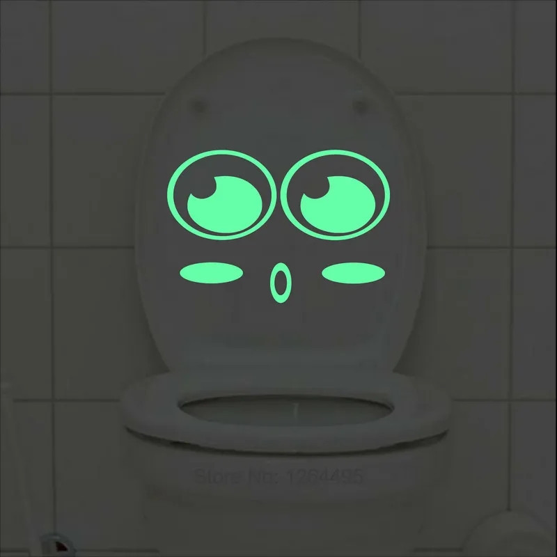 Светящаяся наклейка на унитаз лицо 200 на 135 мм салатовый Киев - изображение 1