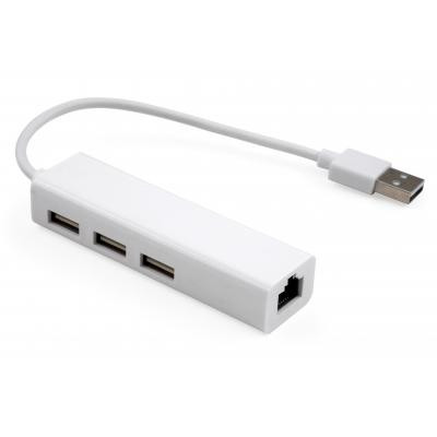 Концентратор Vinga 3xUSB2.0 + RJ45 100Mbps (VCP2H3USB2LANWH) Вінниця - фото 1