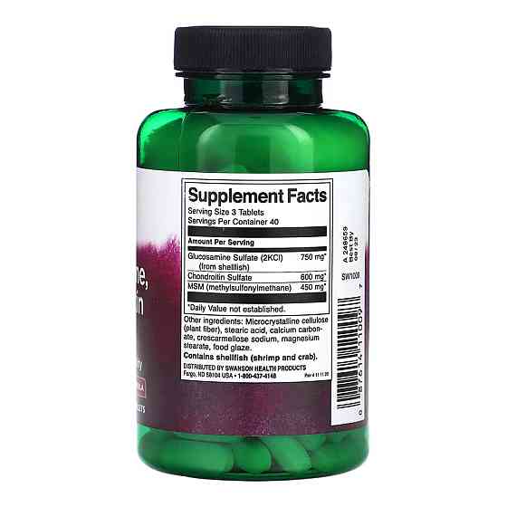 Хондропротектор Swanson Glucosamine, Chondroitin & Msm Highest Strength3-in-1 Formula - 120 tabs Луцк