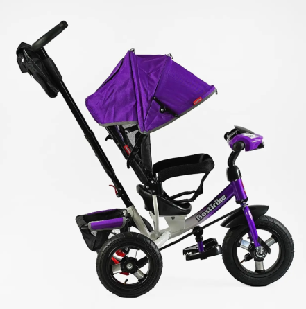 Велосипед триколісний Best Trike з батьківською ручкою надувні колеса Фіолетовий (30-126) Чернігів