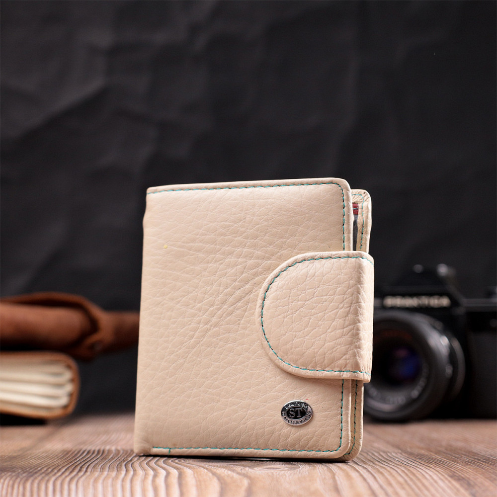 Оригінальне шкіряне портмоне з монетницею зовні для жінок ST Leather 19455 Білий Київ - фото 10