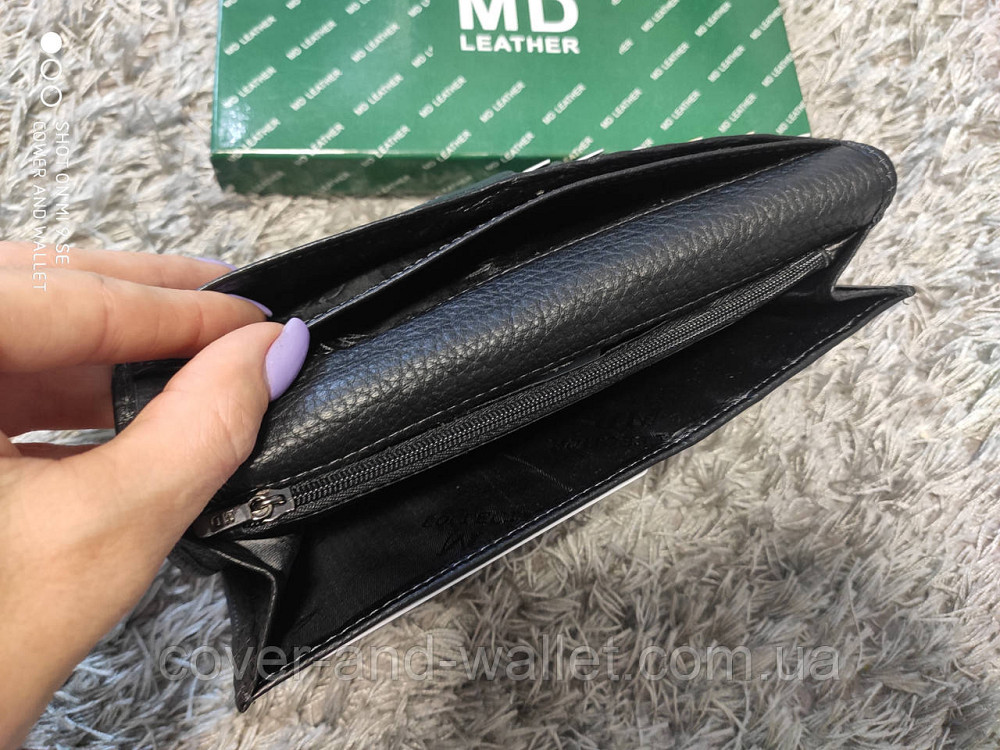 Тонкий шкіряний чоловічий гаманець купюрник на багато карток MD 22-337 Київ - фото 7