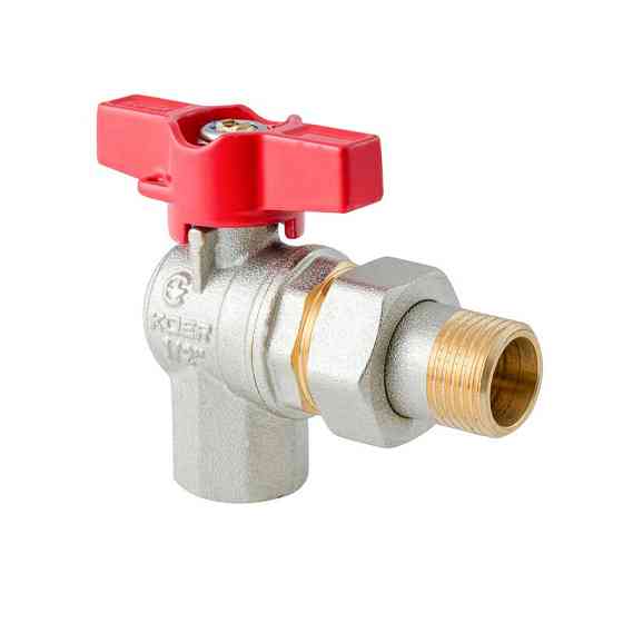 Кран з американкою кутовий KOER EXTREME KE.228-15 - 1/2" ручка "метелик" червона (KR5763) Київ