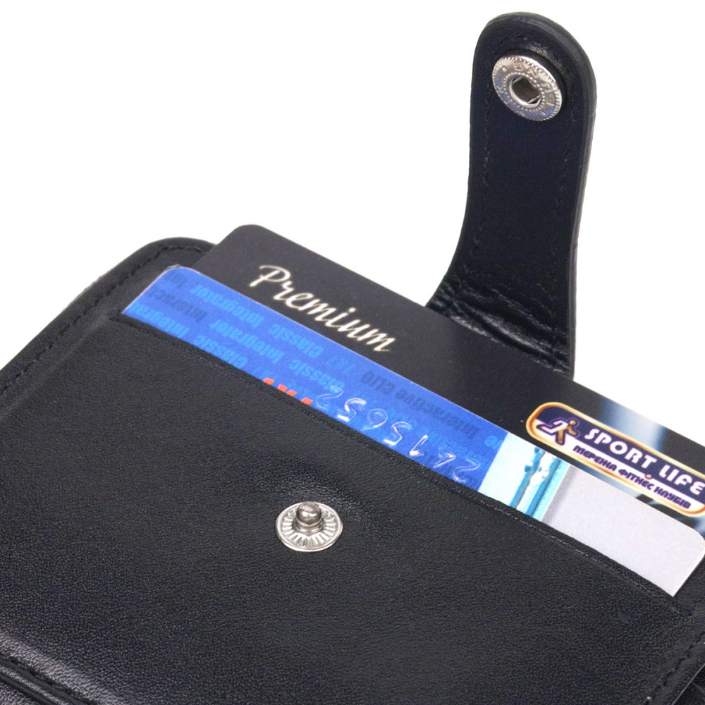 Красиве жіноче портмоне з натуральної шкіряної галдки Чорне (CANPELLINI) Київ - фото 9