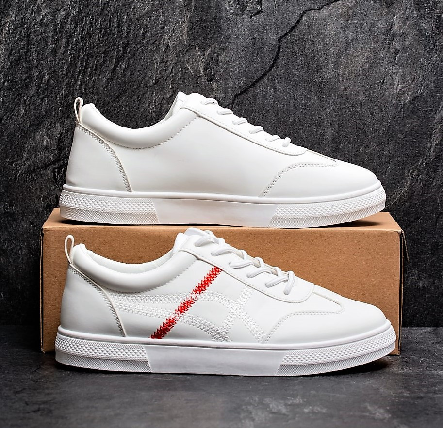 Кроссовки Мужские Белые Кожаные (размеры: 40,41,42) - 215-4 Днепр - изображение 2