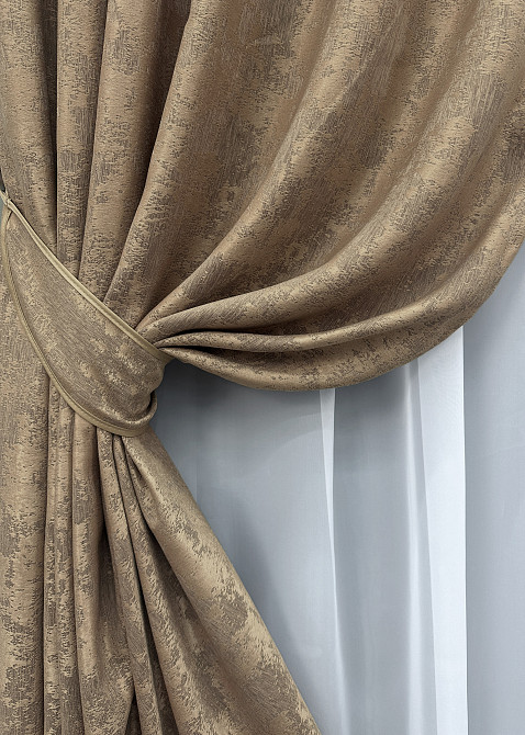 Комплект готових штор VR-Textil Жакард Sultan YL № 1207ш Капучино 200х270 см 2 шт (32-544) Київ - фото 5