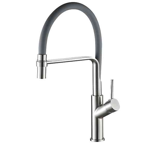 Змішувач для кухні Globus Lux DENVER Flex GDF-32-08-02 Сталь-Сірий Гофровилив, латунь Тернопіль