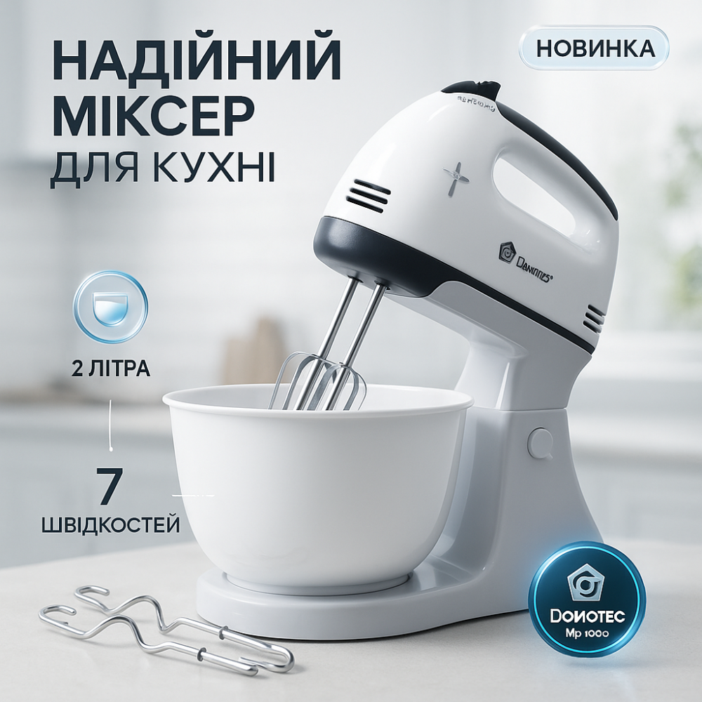 Міксер для виробництва тіста для пиріжків, Надійний невеликий міксер кухні Простий кухонний VU-69 Київ - фото 12