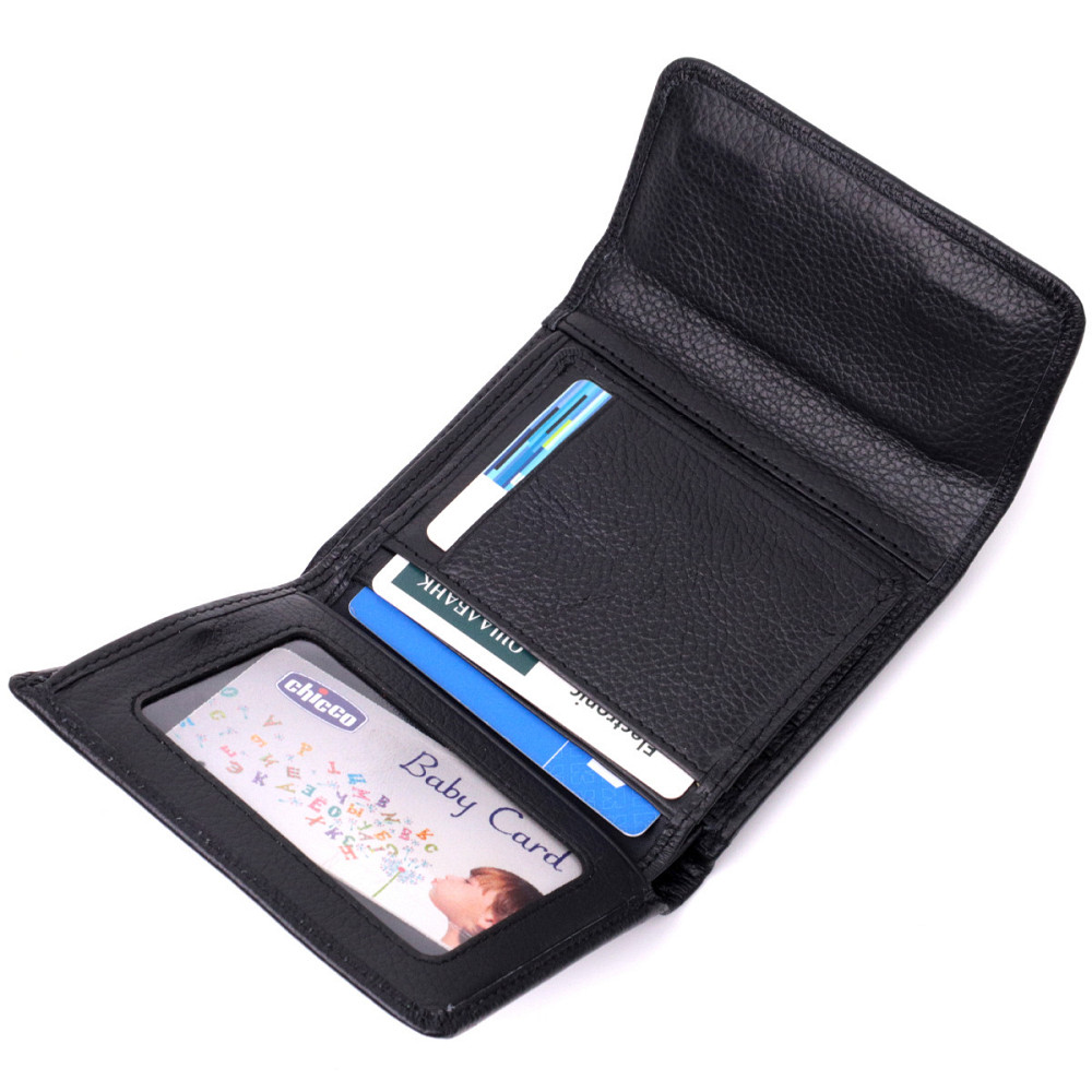 Симпатичний жіночий гаманець із монетницею з натуральної шкіри Чорний (ST Leather) Київ - фото 10