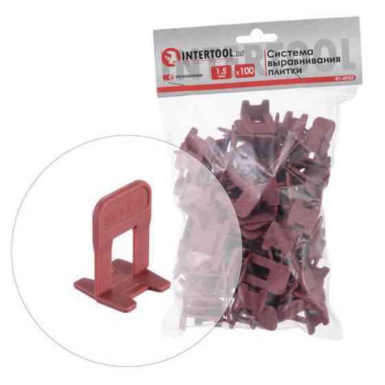 Система вирівнювання плитки, основа, 1,5 мм, 100 шт. INTERTOOL KT-4952 Київ